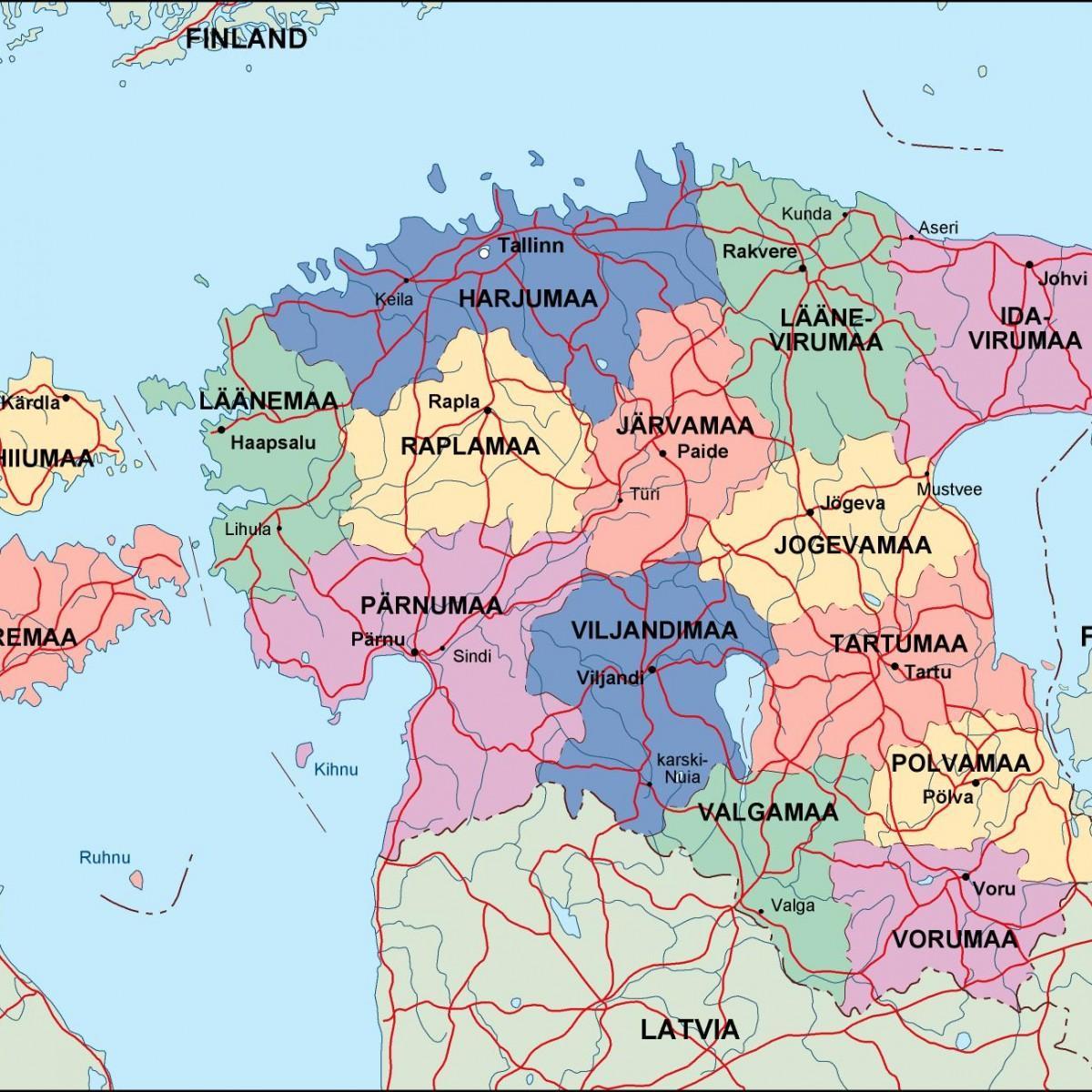 mapa d'Estònia política