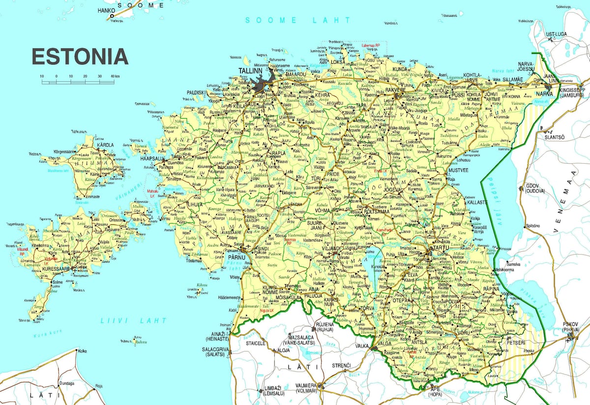 mapa d'Estònia carretera