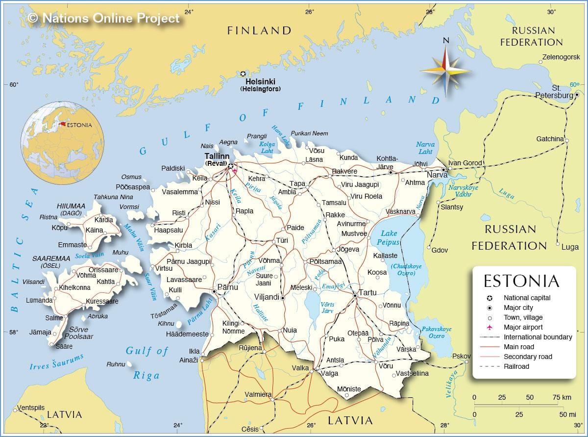 mapa d'Estònia ciutat