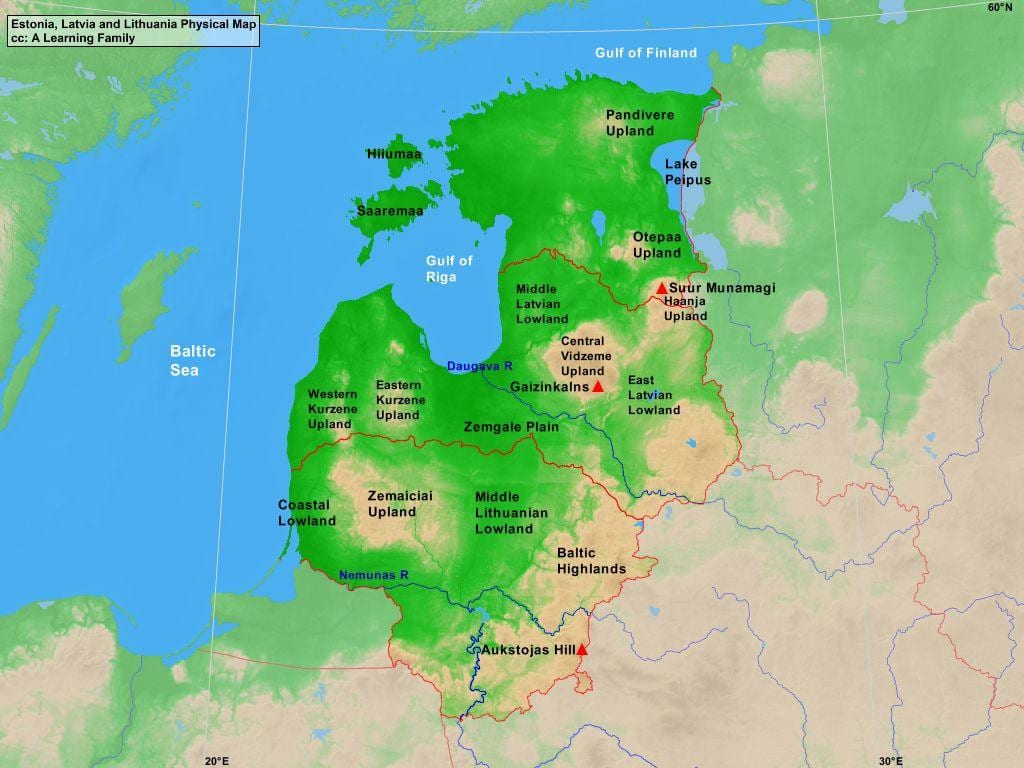 mapa d'Estònia física