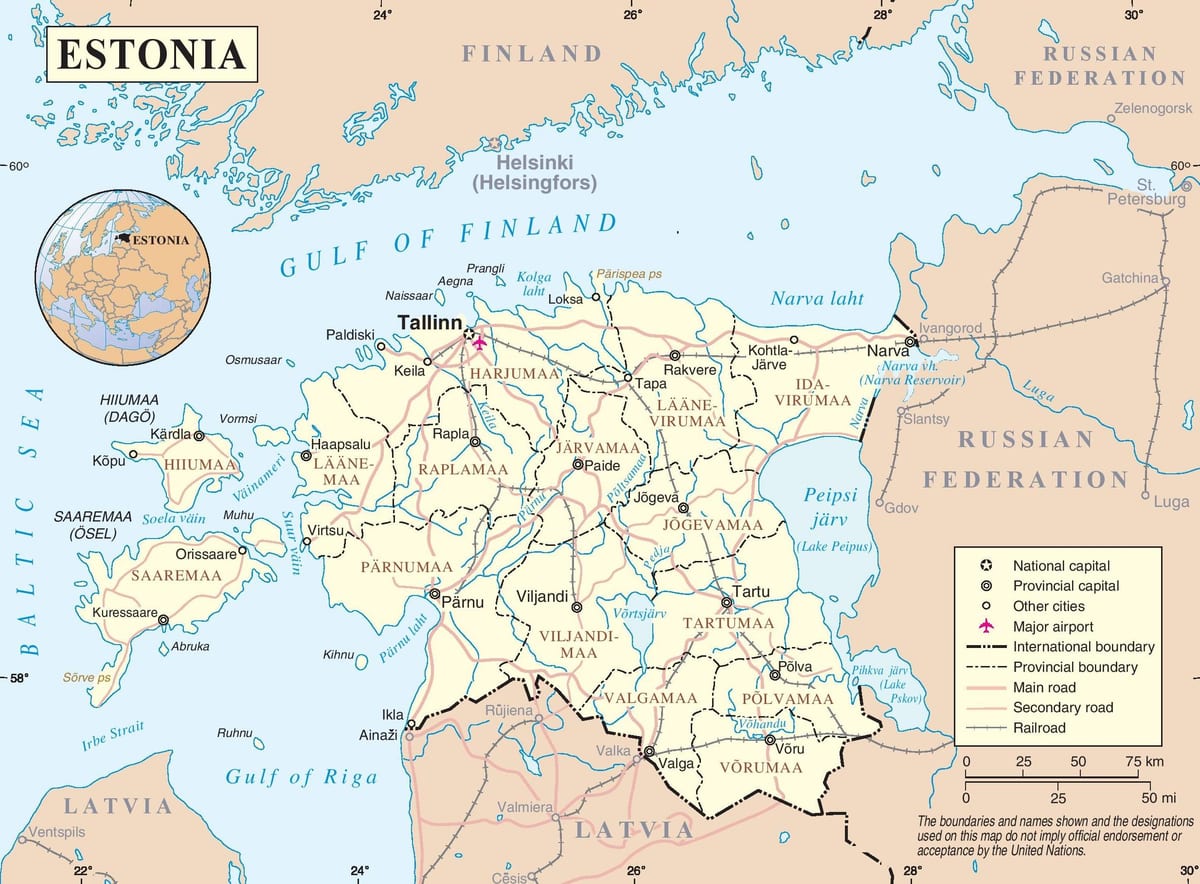 Estònia en el mapa