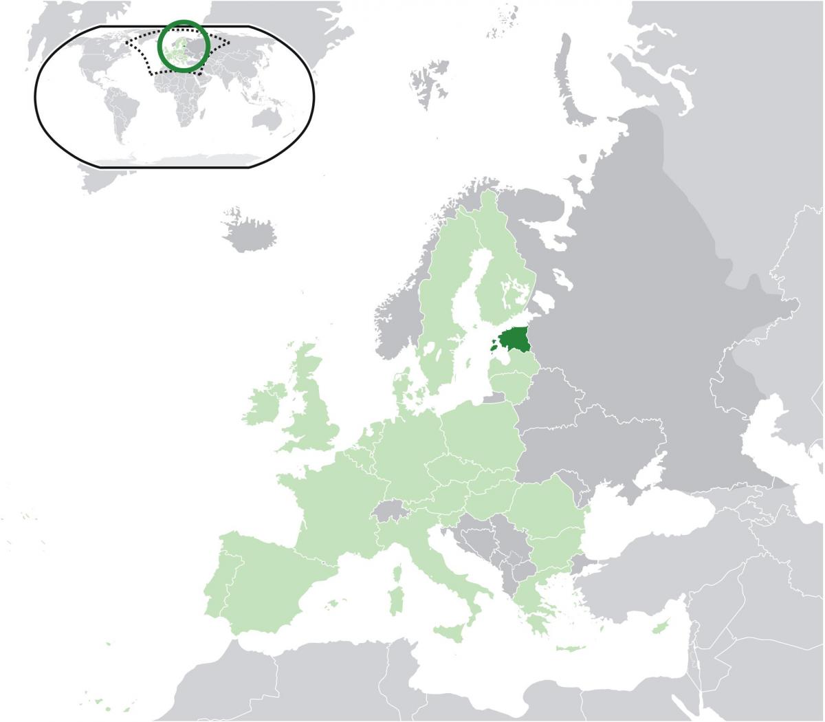 Estònia en el mapa d'europa