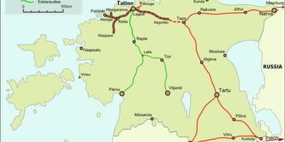 Mapa de estonià ferrocarrils